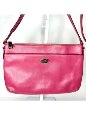 Coach Pebbled Pink Berry Leather East West Crossbody F52881 J1492